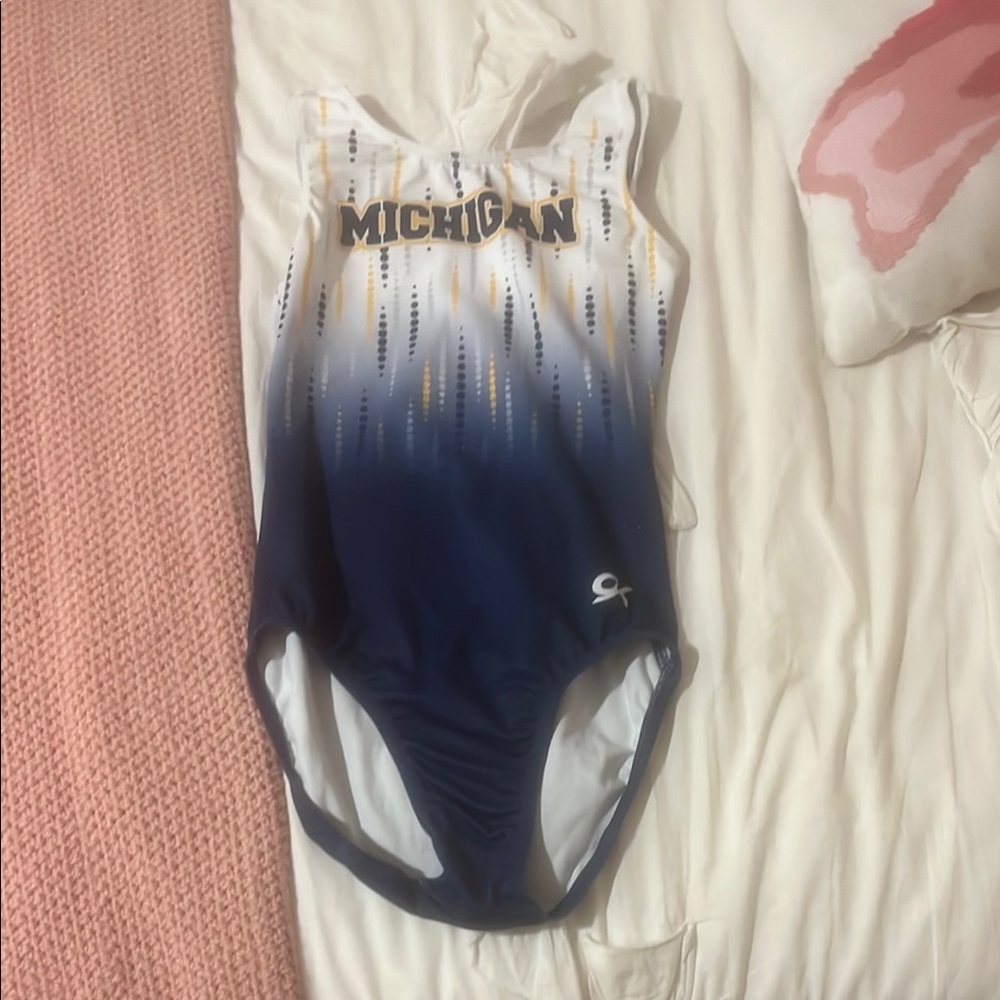 Michigan Blue and White leotard